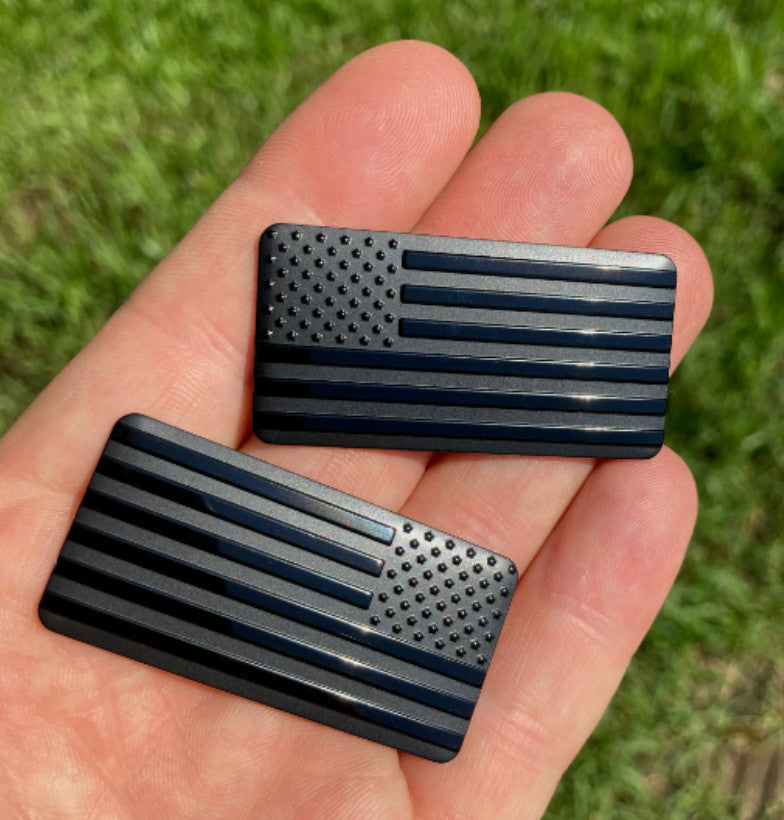 2-inch Car Side Fender Rear Trunk Badge Sticker American Flag Black for GMC 2-Piece
