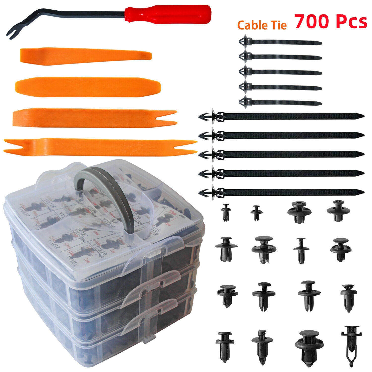 Fasteners for car body kits, 700 pieces, plastic retainers, plastic clips for Toyota