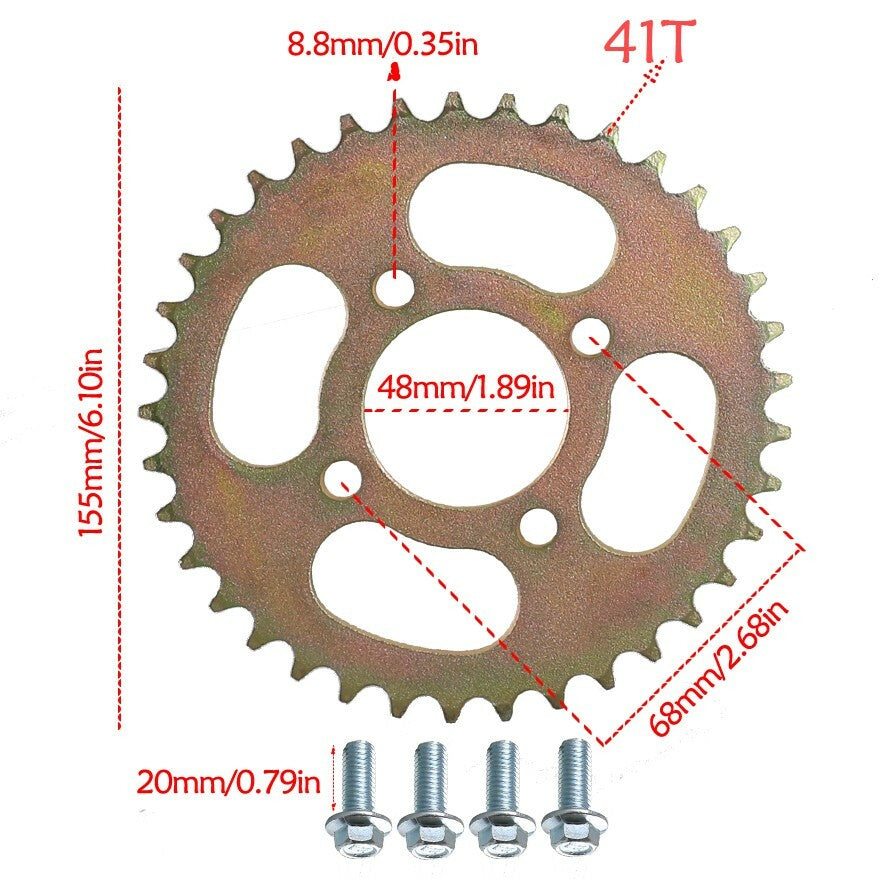 428mm 48mm 41T rear sprocket suitable for 110cc and 125cc go-karts/all-terrain vehicles. (Sitaodao SunL-)