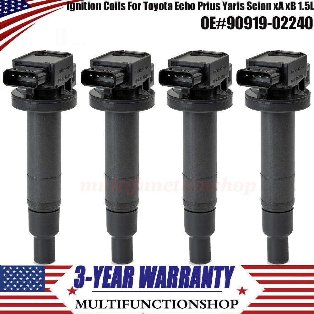 4x Ignition Coils 90919-02240 for Toyota Yaris/Prius for Scion xA/xB 1.5L 2001-2019