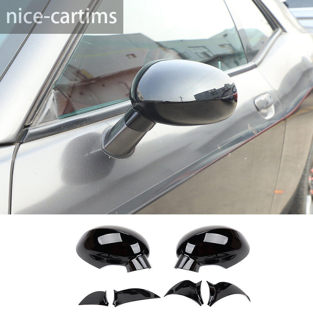 6Pcs Black ABS Door Side Rearview Mirror Caps Cover for Dodge for Challenger 2009-23