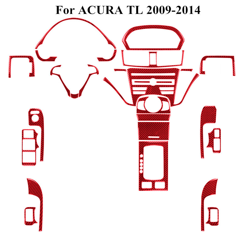 27Pcs Red Carbon Fiber Full Set Interior Kit Cover Trim for ACURA TL 2009-2014
