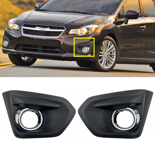 Pair Front Fog Light Bezel Set W/Glossy Black Trim for Subaru Impreza 2012-2014