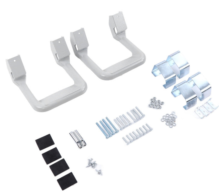 2XTruck Silver Powder Coated Side Pedal/Staff Set Aluminum Suitable for Ford / for Chevy / for GMC / for Dodge