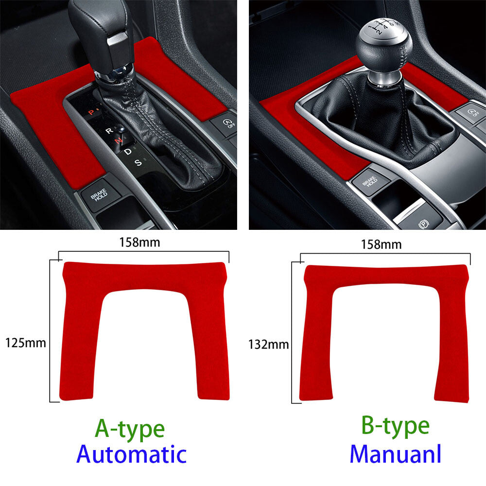 Kit for Honda for Civic 10th 2016-21 Console Manual Gear Shift Panel Trim Suede Pink