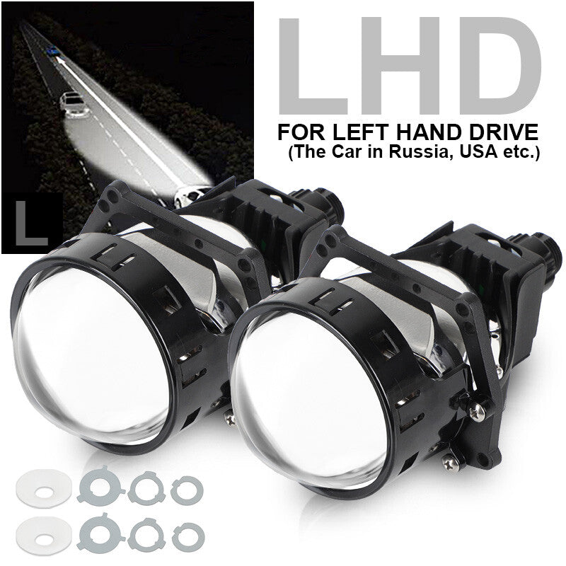 2x 3.0inch Bi LED Projector Lens LHD Headlight Kit 5000K Hi-Lo H4 H7 9005 9006