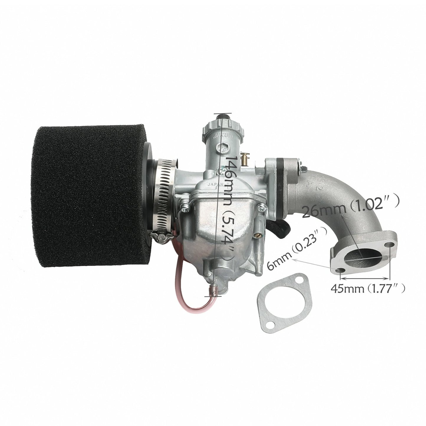 26mm VM22 carburetor air filter inlet tube suitable for 125cc 140cc Pit bicycles