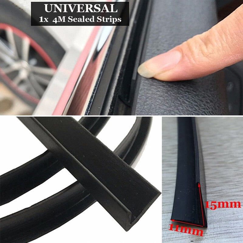 4m V-type Car Seal Strip 15mm 11mm For Auto Car Side Casement Rubber Black
