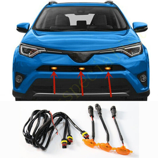 for Toyota RAV4 2016-2018 yellow Style Grill LED Amber Marker Light Kit