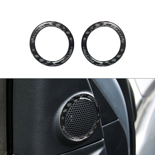 2Pcs Car Door Speaker Ring Trim Cover Carbon Fiber for Toyota Tundra 2007-2013