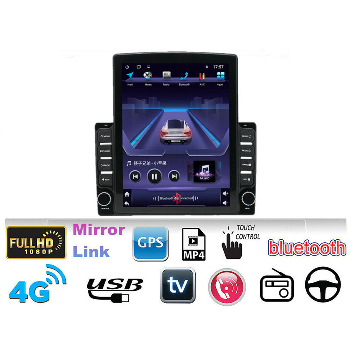 Car WiFi Multimedia Radio 9.7IN Android 9.1 GPS Navi Stereo Player Navigation