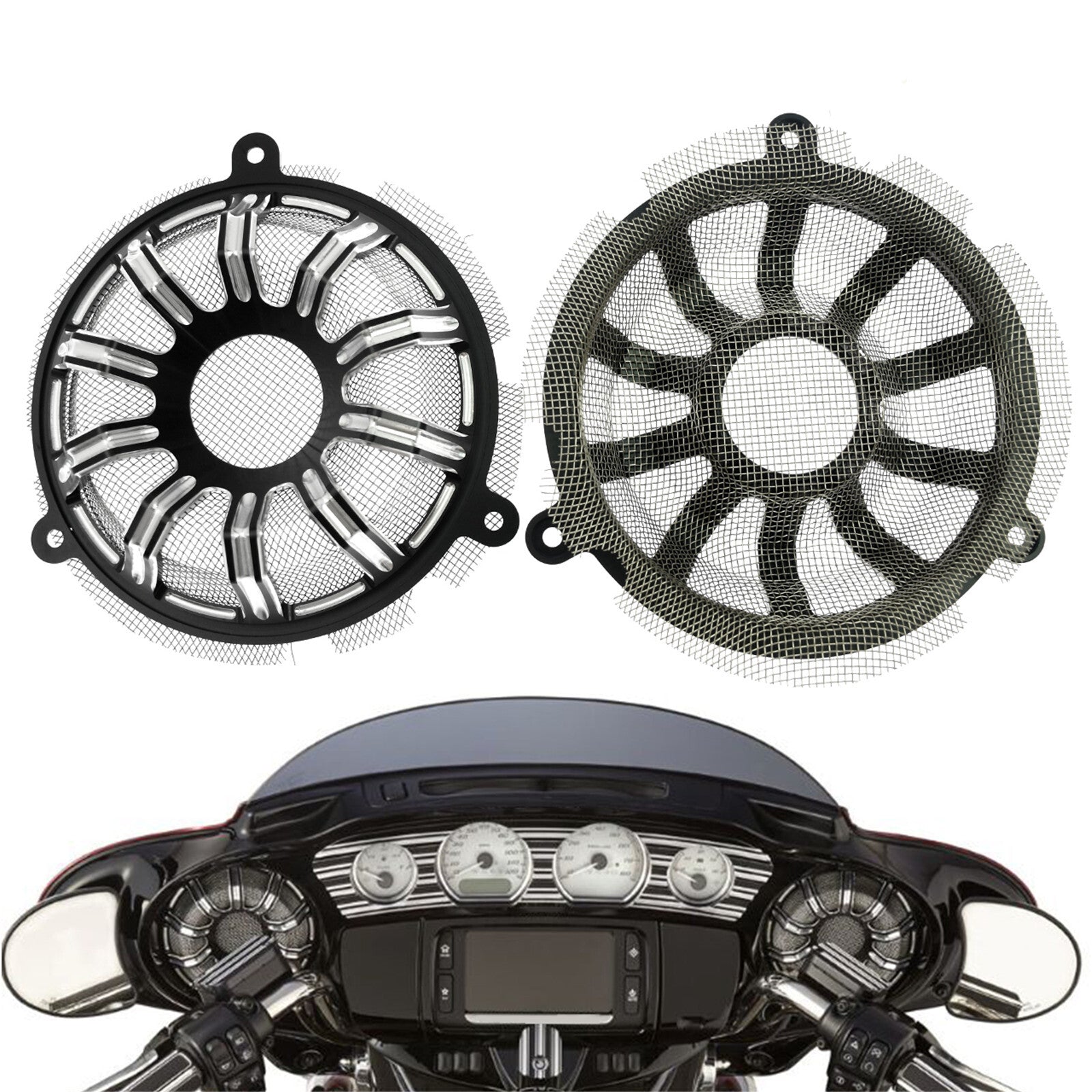 CNC Cut Front Speaker Grill Masks Cover Fit for Harley Touring Glide 2014-2021