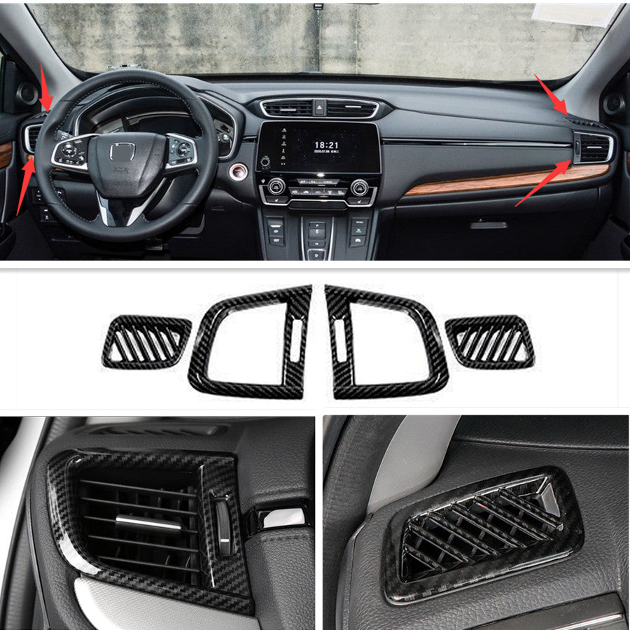 2017-2022 for Honda CRV CR-V Dashboard Air Vent Cover Trim Carbon Fiber ABS 4X