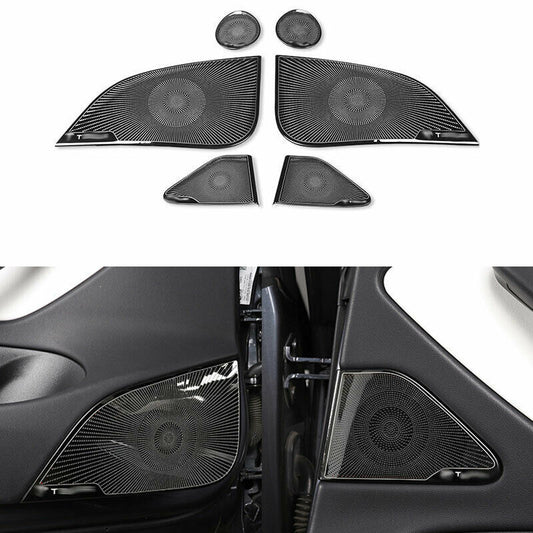 for Tesla Model 3 2017-2023 Black Steel Interior Door Speaker Ring Cover Trim 6x