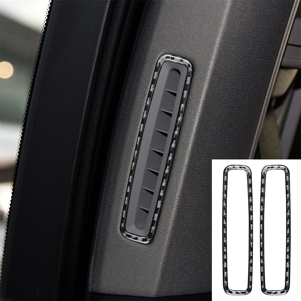 2¡ÁCarbon Fiber B-pillar Air Vent Outlet Ring Trim for Porsche for Panamera 2010-2016