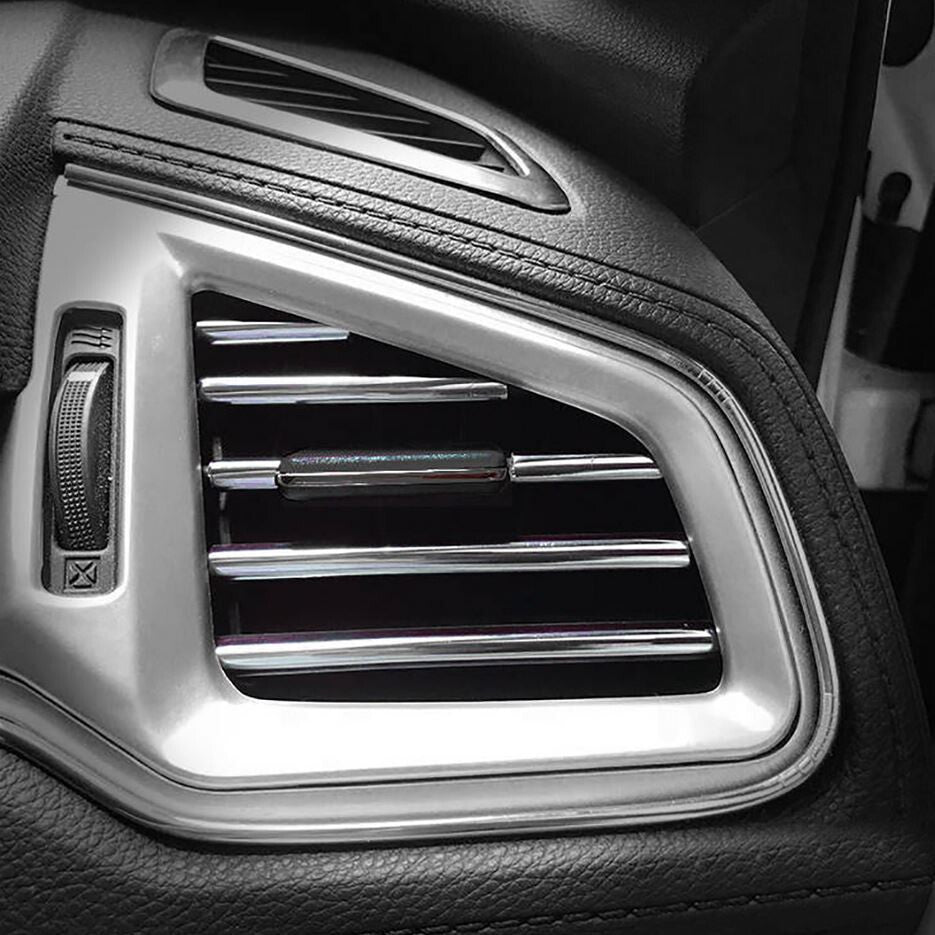 10-Piece Car Air Conditioner Socket Decorative Molded Trim Strips in Silver for Dodge