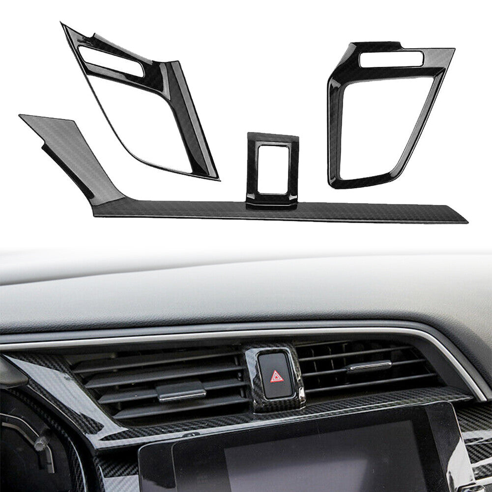 for Honda for Civic 10th 2016-2020 Carbon Fiber Inner Dashboard Air Vent Cover Trim