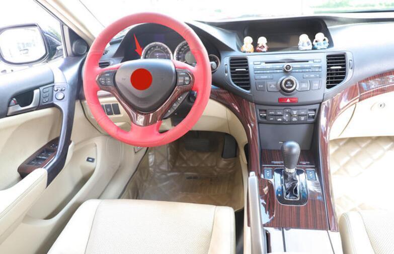 Peach Wood Grain ABS Steering Wheel Strip Cover Trim 1pcs for Acura TSX 2009-14