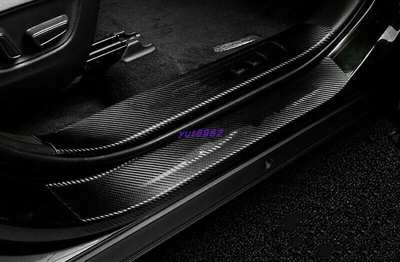 for Toyota Highlander 2020-23 Carbon fiber PU Welcome Pedal Door Sill Scuff Trim
