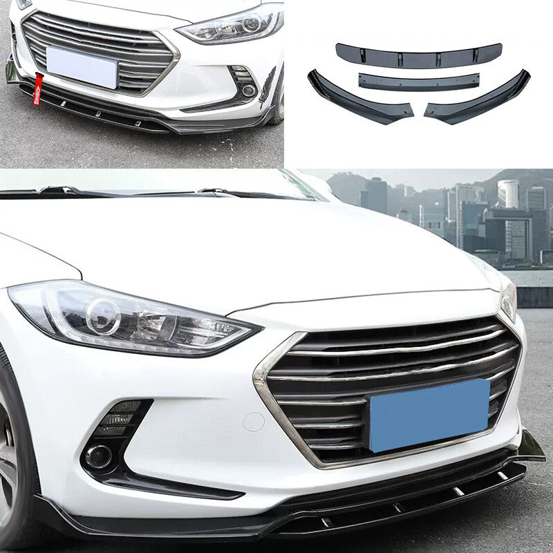 Fit for Hyundai for Elantra 2017-2018 Black Painted Front Bumper Lip Chin Spoiler 4X