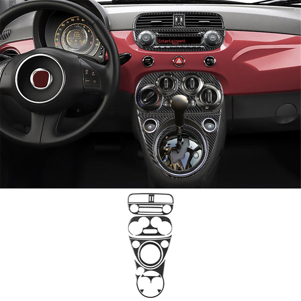11X Carbon Fiber Manual Climate Center Console Trim Kit For 2012-2015 for Fiat 500