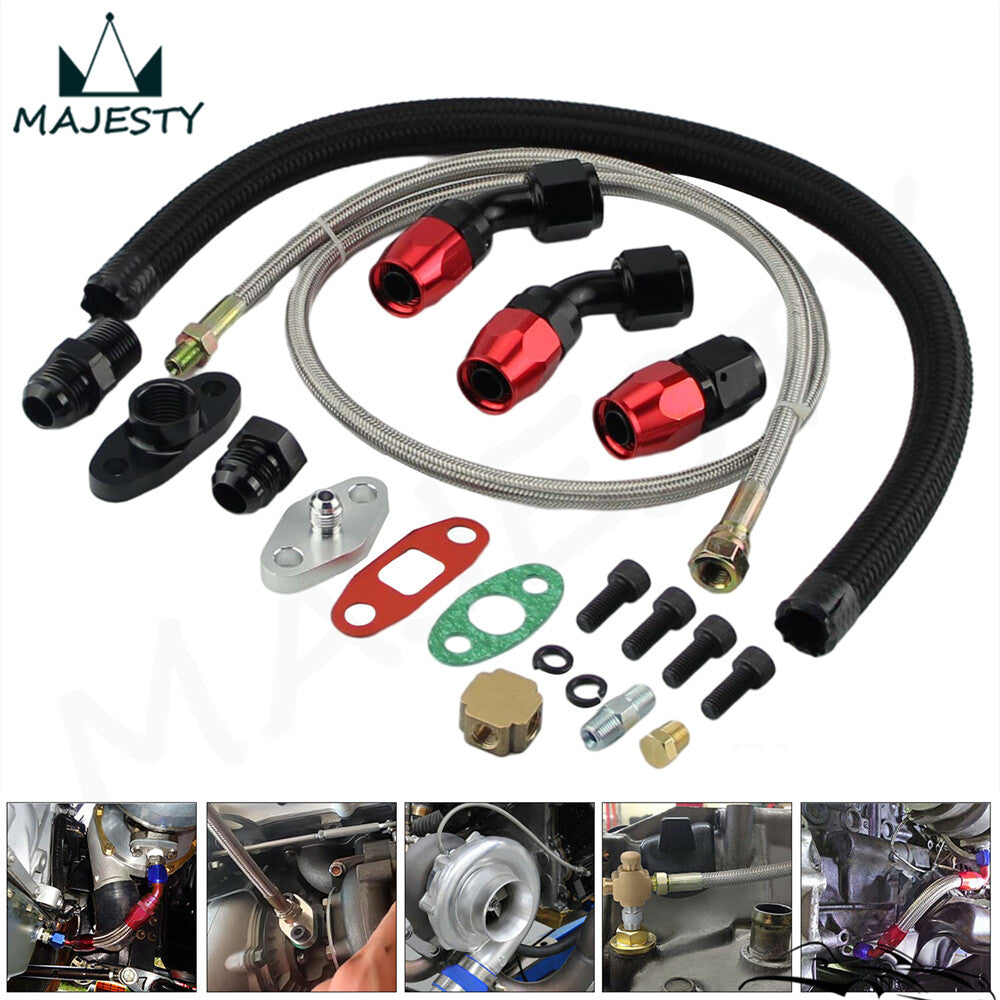 Turbo Charger Oil Drain Return Feed Line Fitting T3 T4 T04E GT35 T60 T61 T70