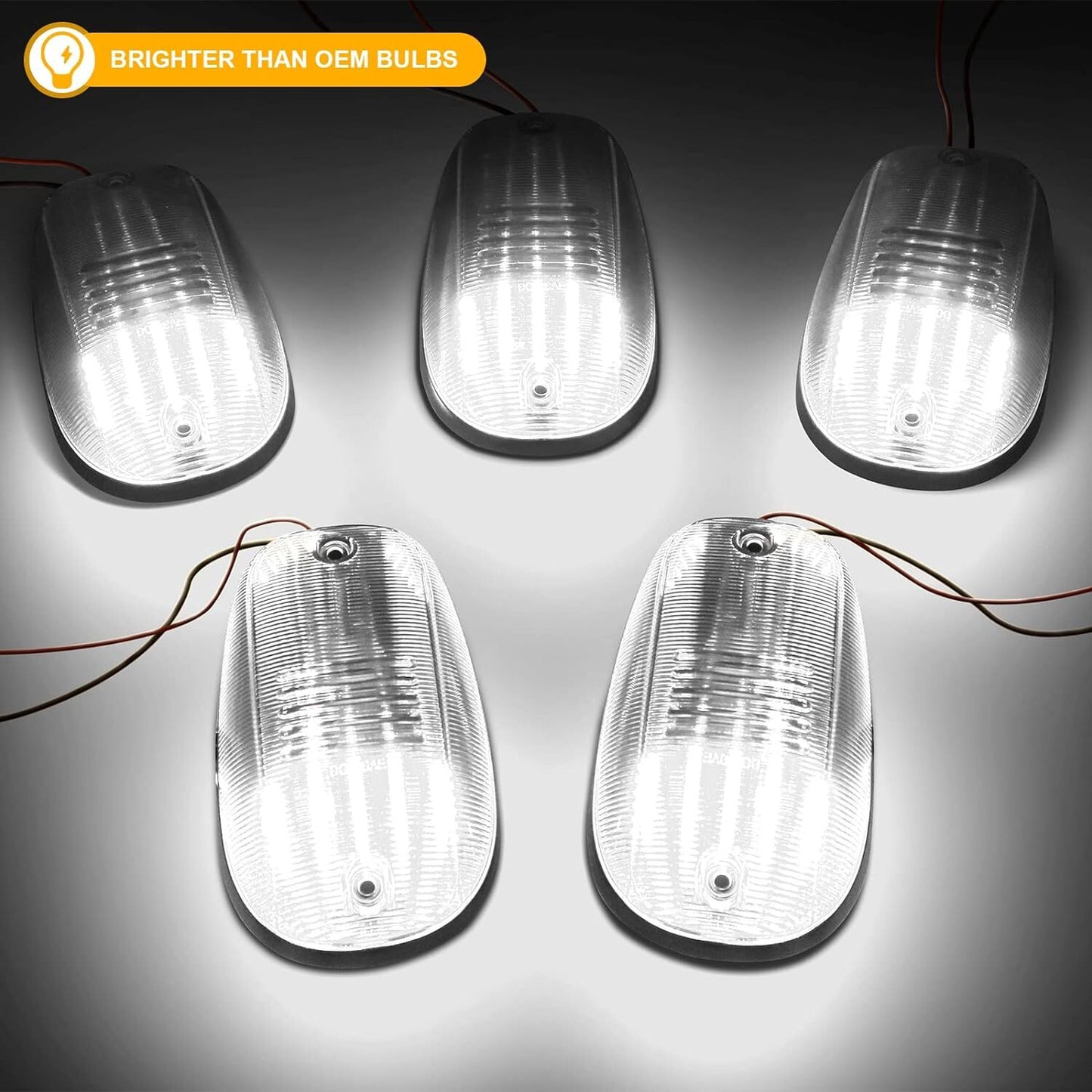 5-piece white LED cab roof marker lights for 2003-2018 for Dodge for Ram 1500 2500 3500 trucks.