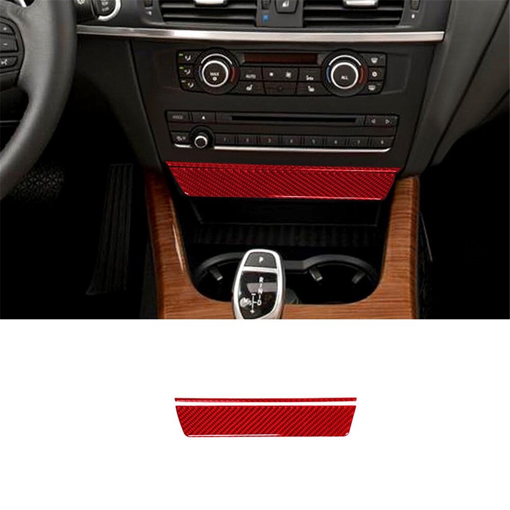 Red Carbon Fiber Central Storage Panel Cover Trim for BMW X3 F25 X4 F26 2011-17