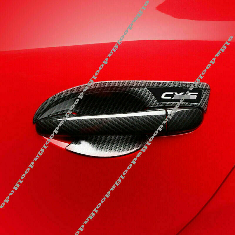 for Mazda CX-5 2017-2021 Carbon Fiber Door Handle Bowl Trim Cover W/ for Smart Holes