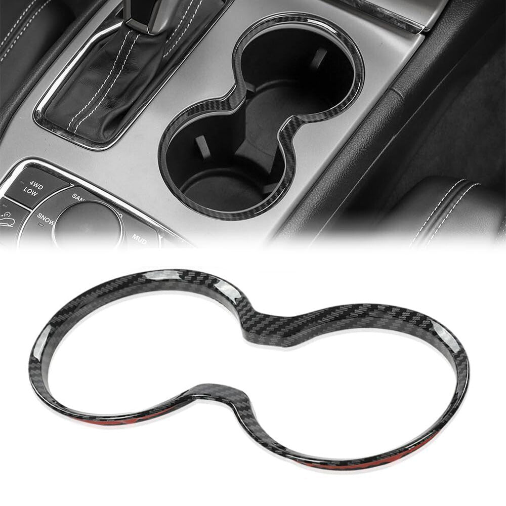 For 2011-2021 for Jeep Grand Cherokee Carbon Fibre Style Cup Holder Cover Trim Bezel