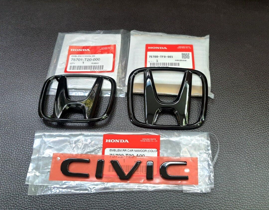 NEW FOR H +1 for CIVIC FE BLACK GLOSSY LOGO EMBLEM for HONDA for CIVIC FE 2021-24