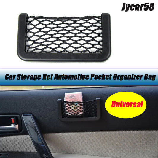 Car Black Storage Net String Pouch Bag GPS Phone Holder Pocket Organizer 158CM