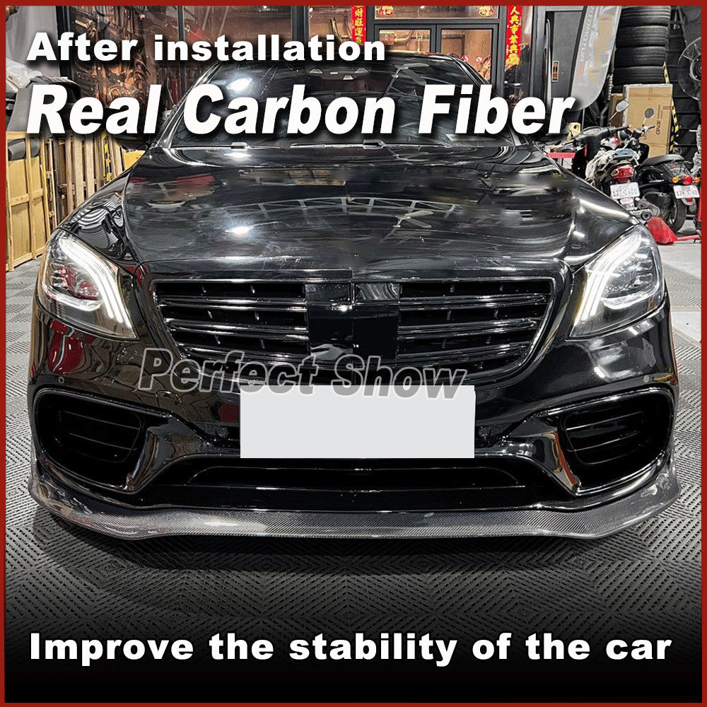 for Mercedes-Benz W222 S63 S65 2018-2020 Real Carbon Fiber Front Bumper Lip