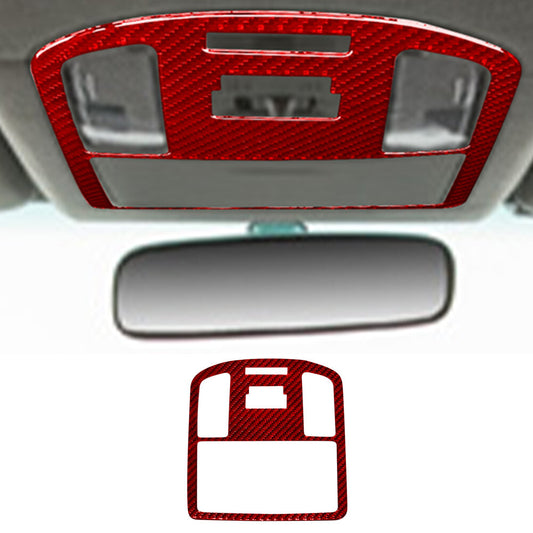 Red Carbon Fiber Roof Reading lights Frame Cover Trim for Toyota Hilux 2015-2021
