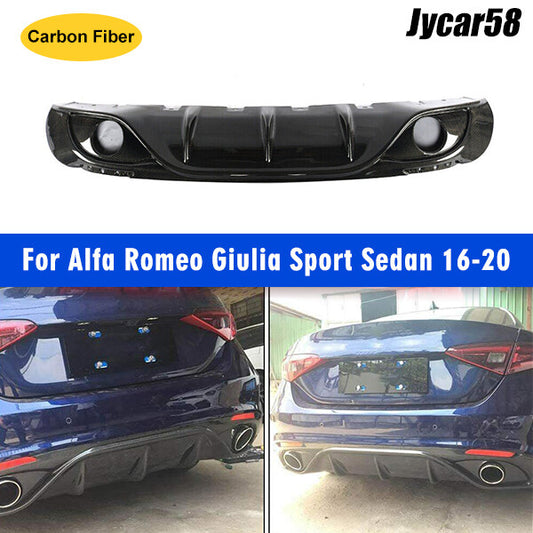 Fit for Alfa Romeo Giulia Sport 16UP Rear Bumper Diffuser Chin Lip Carbon Fiber