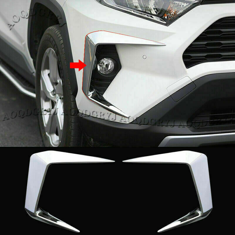 Shiny Chrome Front Fog Light Lamp Eyebrow Cover Trim for TOYOTA RAV4 2019-2023