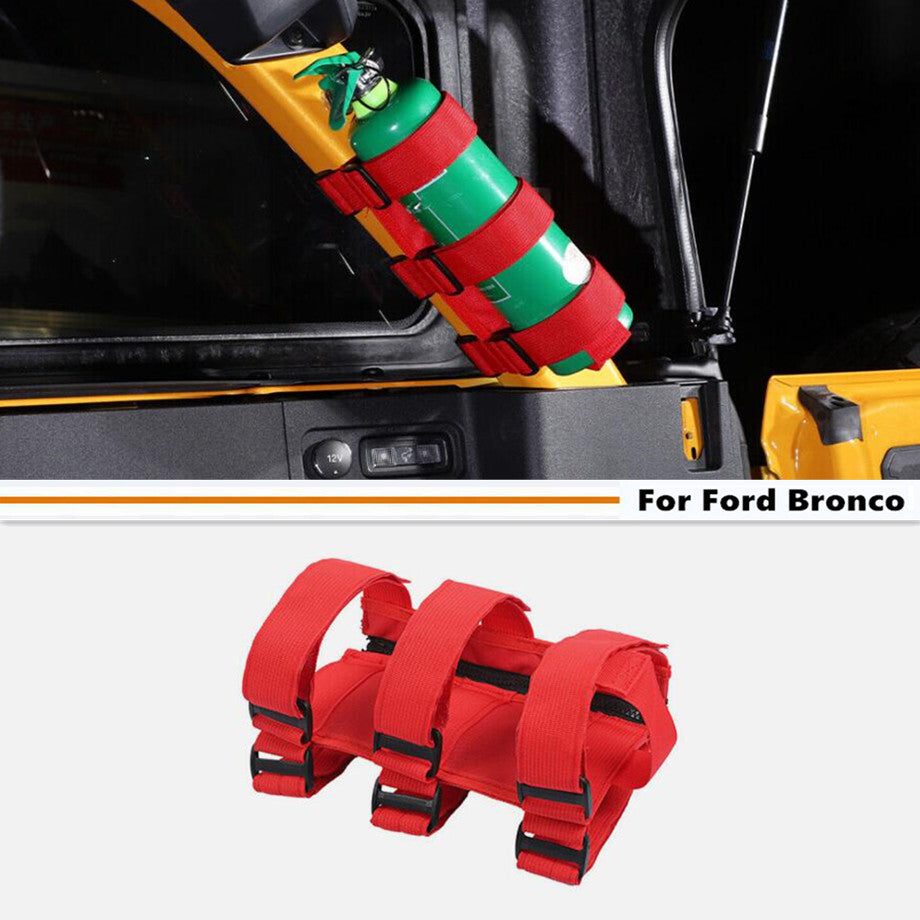 Red adjustable roller fire extinguisher holder for 2021-2024 for Ford for Mustang