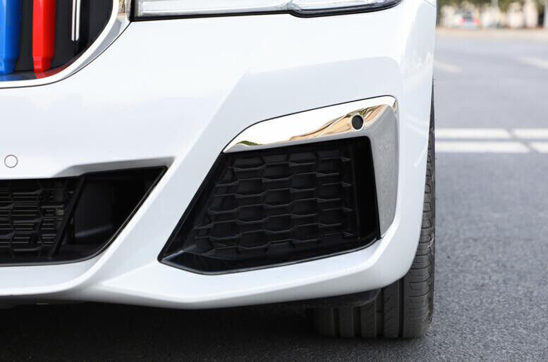 2-Piece Silver Steel Front Fog Light Strip Trim for BMW 5 Series M5 2021-2023