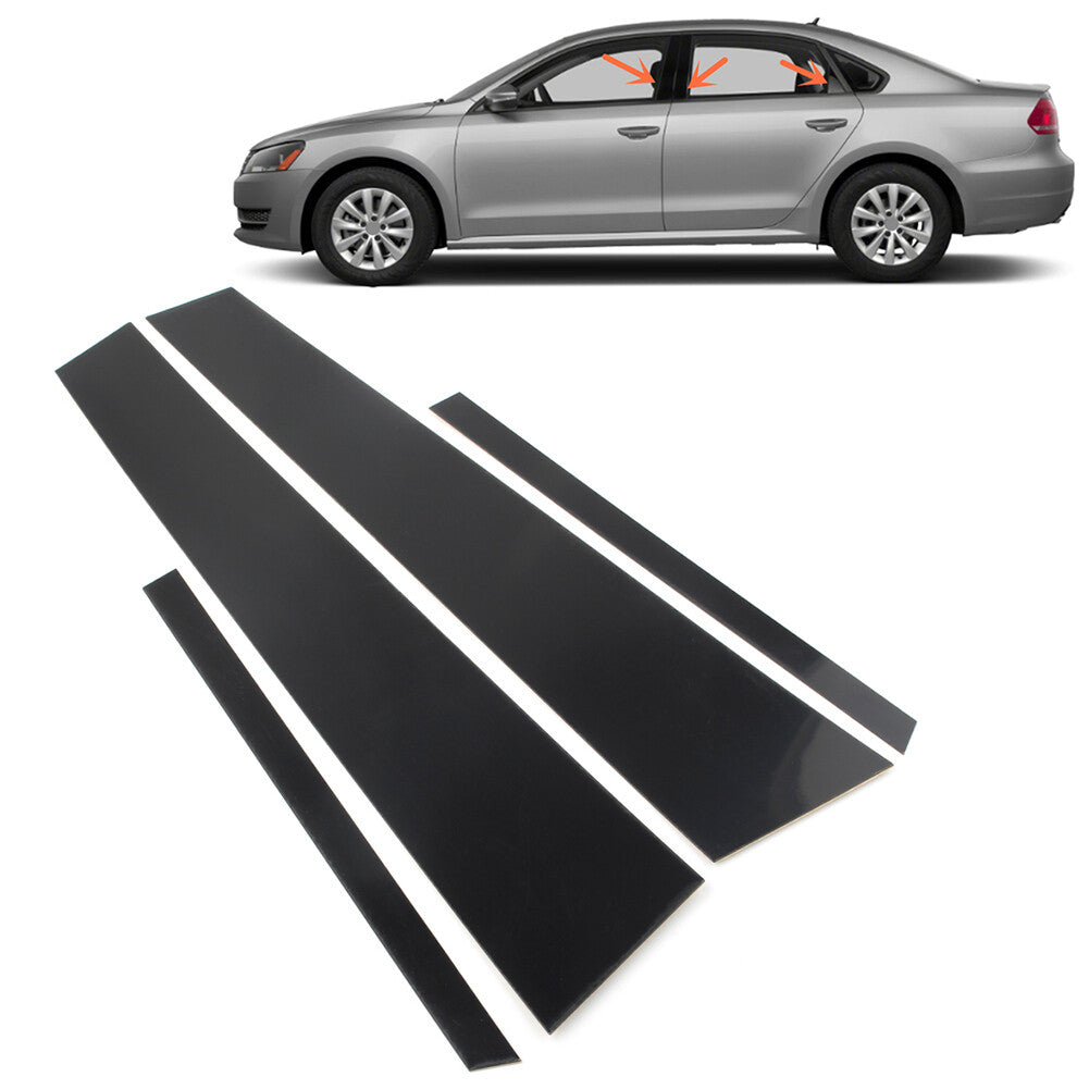 4pc Set Door Trim Pillar Posts Black Cover for VW for Jetta 2012-2018 13 4dr Sedan