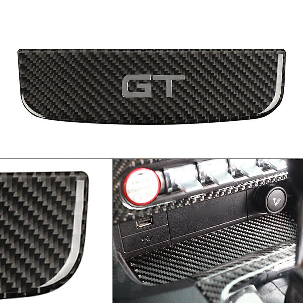 Carbon Fiber Interior Storage Box Trim Cover Fit for Ford for Mustang 2015-2019 18