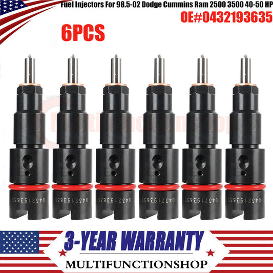 6X RV275 Fuel Injectors for Dodge for RAM 2500 3500 5.9L 40-50 HP 98.5-02
