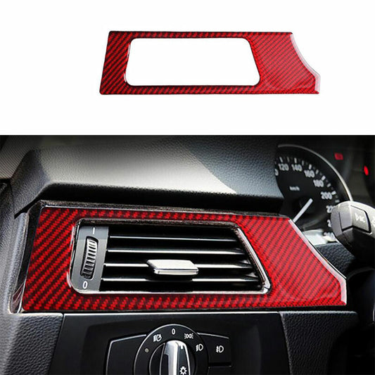 Carbon Fiber Red Air Vent Outlet Cover Trim for BMW 3 Series E90 E92 2005-2012