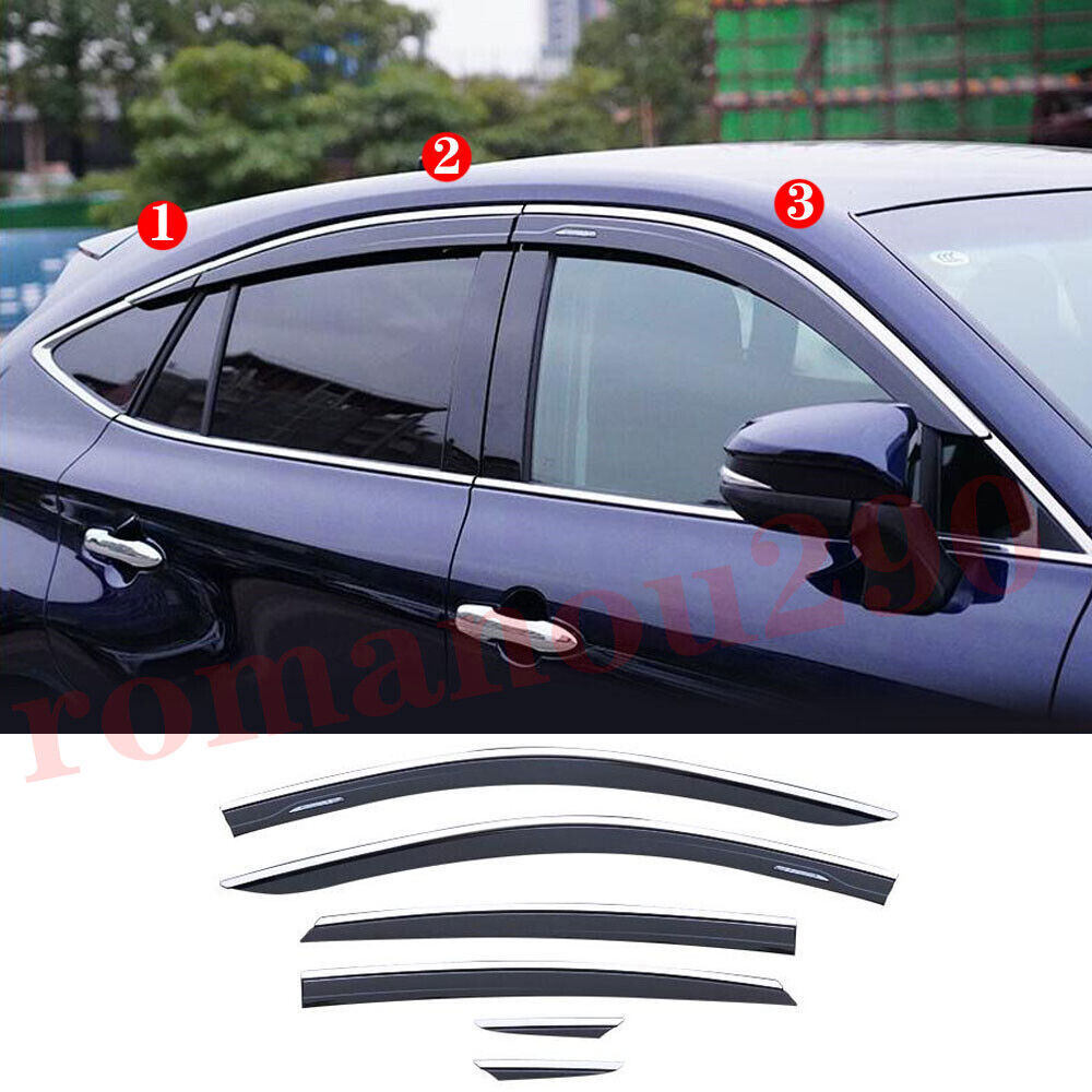 for Toyota Venza 2021-2024 Black+Chrome Window Visor Vent Shades Sun Rain Guard