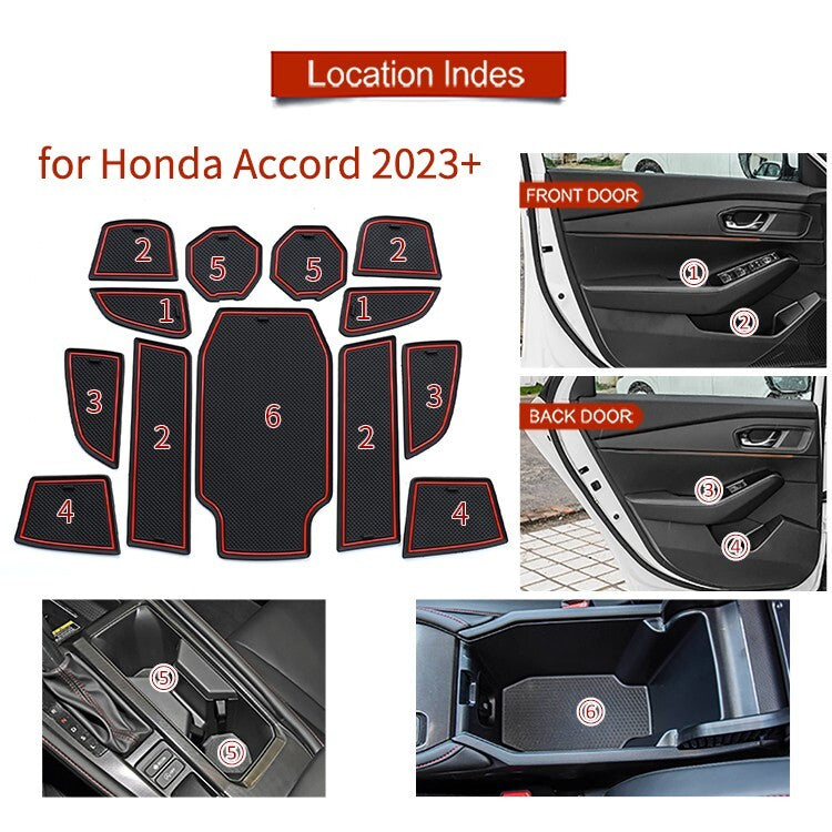 Anti-Slip Gate Slot Mat for Honda Accord 2023 Door Groove Pad Cup Holder black