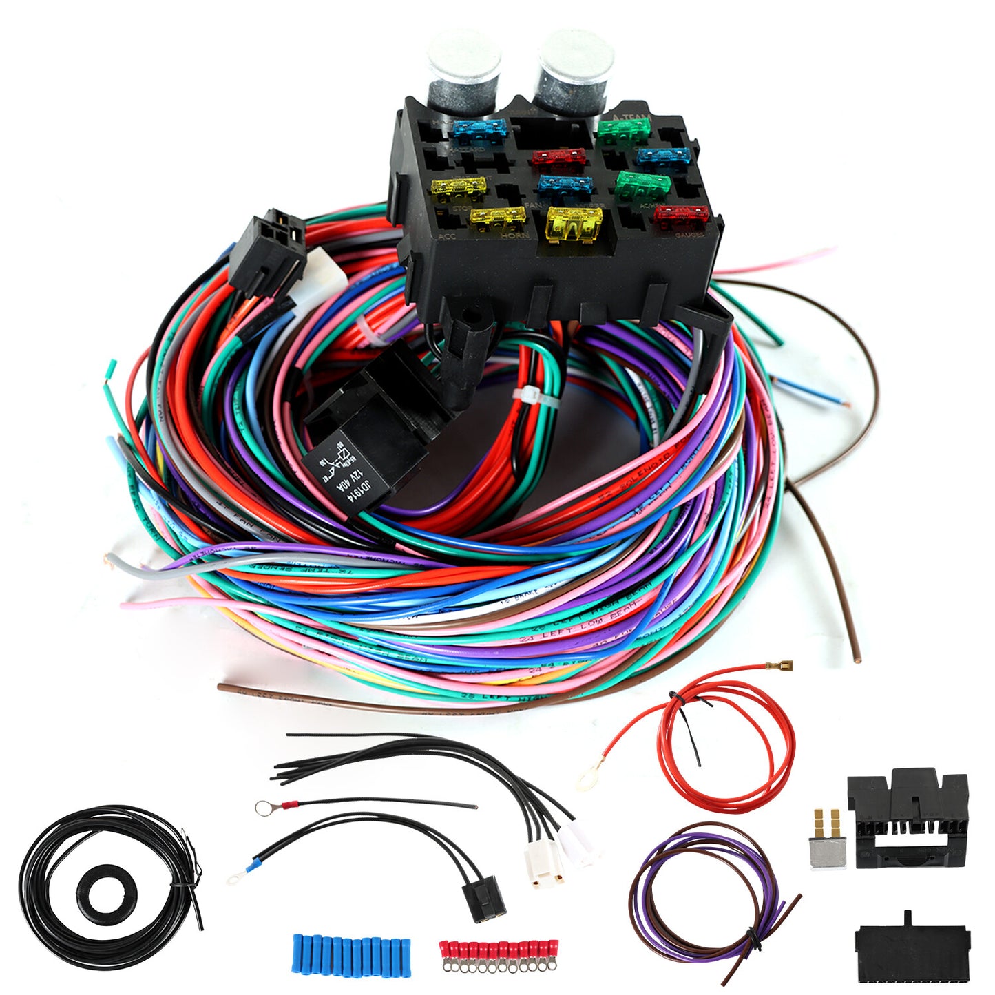 1set New Gearhead universal 12 circuit/ 10 fuse universal wiring harness kit