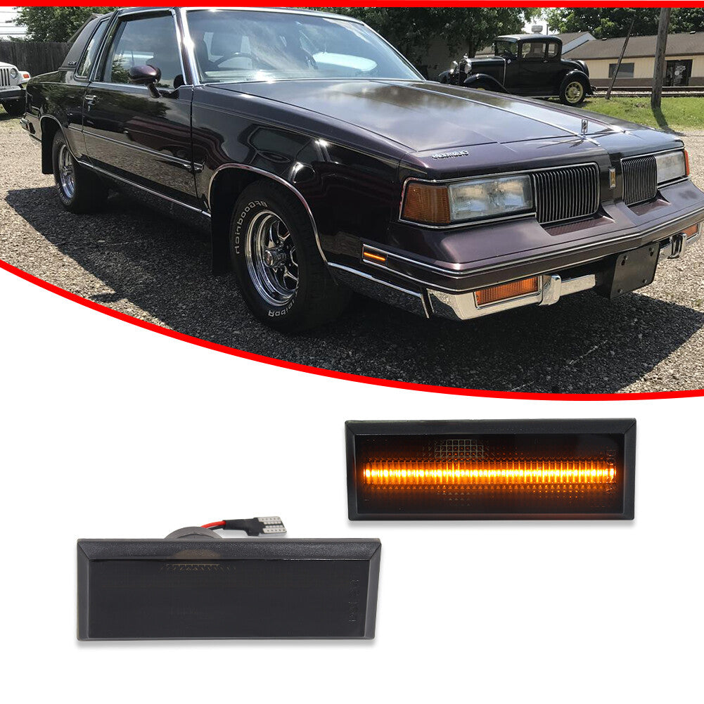 Suitable for 1981-1988 Cutlass Smoked Lens Front Fender Amber LED Side Marker Light