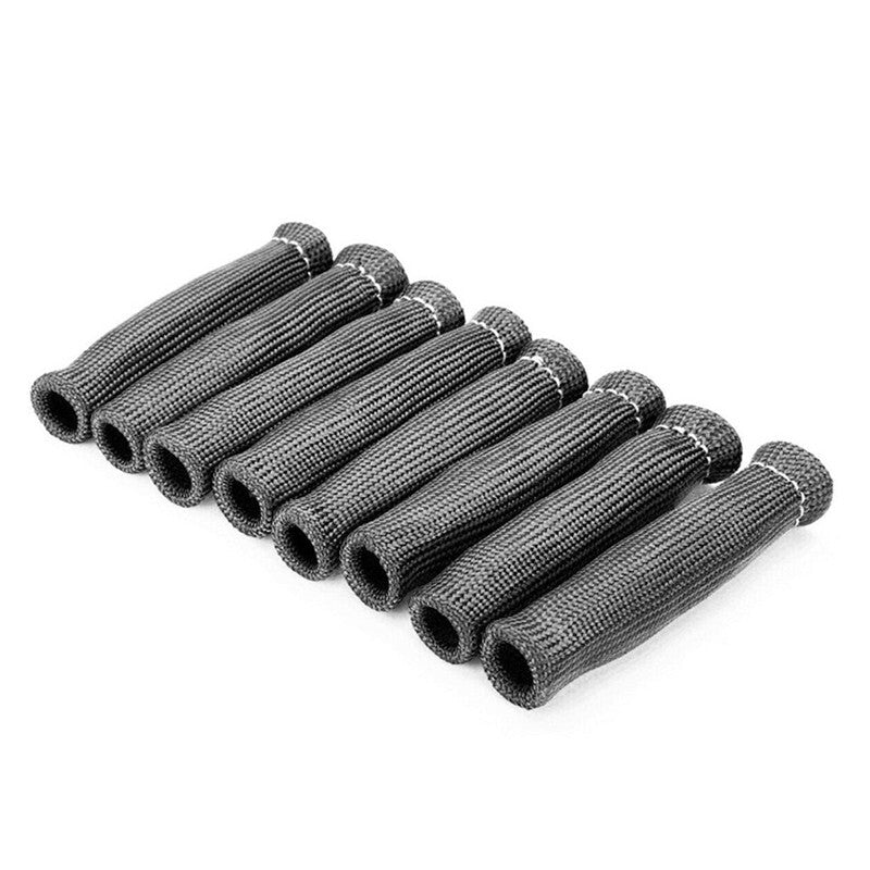 8PC Black Car Spark Plug Wire Boot Heat Shield Sleeve Cord Shield Thermal Cover