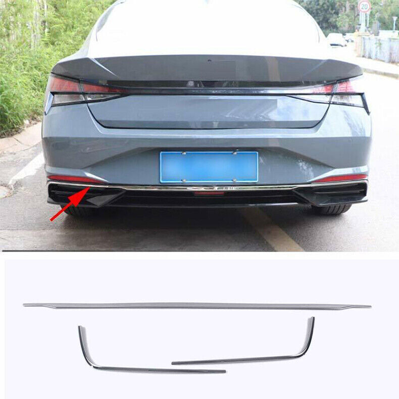 for Hyundai for Elantra 2021-23 Silver Steel Rear Bumper Moulding Strip Cover Trim3