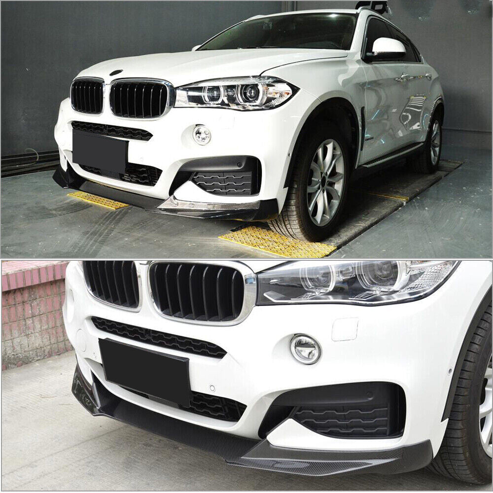 for BMW X6 F16 M Sport 15-18 Carbon Fiber Front Bumper Spoiler Lip Rear Diffuser