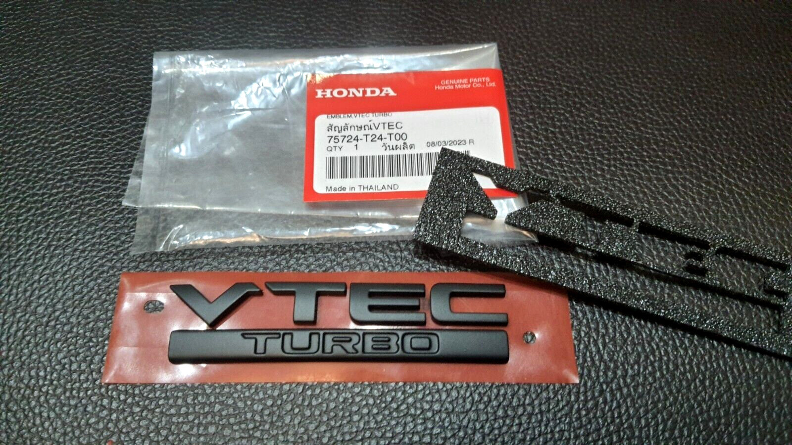Retro turbocharger pad with black logo embroidered badge for rear for Honda for Civic FK FE 2015-ON